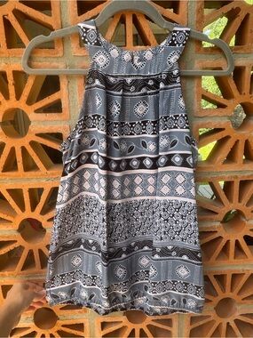 LOFT Grayish Blue and White Patterned Halter Tank Top